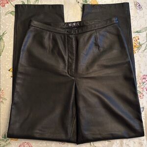 MIXIT Genuine Leather Black Pants Lined Straight Leg Trousers Biker Motorcycle